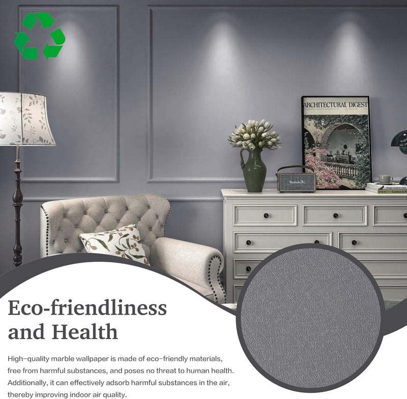 Dimoon 17.7''x177'' Peel and Stick Wallpaper Grey Contact Paper for New Environmentally Friendly Materials Thickening Upgrade Embossed Renter Friendly Gray Wall Paper Modern Vinyl Countertop Bedroom - Image 5